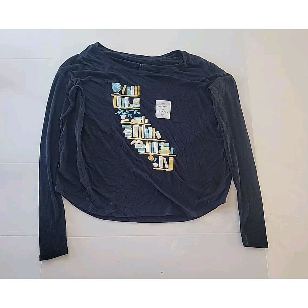 Sevenly Blue Long Sleeve "Education Is Freedom" Loge‎ Shirt Size Small